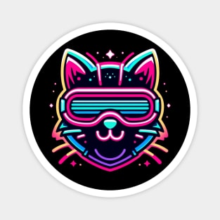 neon cyberpunk cat graphic Magnet